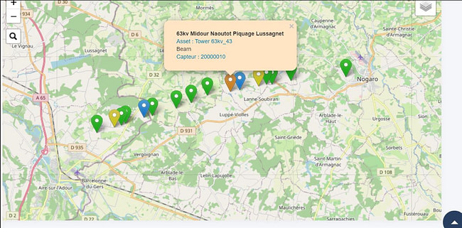 map-visual-indicator Visual indicators for monitoring power lines and static structures